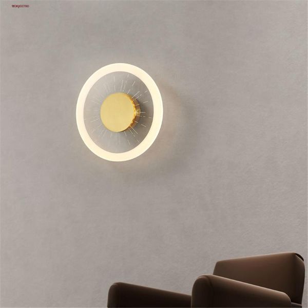 Lampes murales Nordic Designer Lumineux Acrylique Cercle Cuivre Led Lampe De Luxe Salon Restaurant Décoration Escaliers Art Éclairage Intérieur