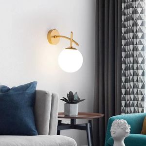 Wandlampen Noordelijke glazen kogellamp voor slaapkamer Bedcorridor Living Eetkamer Huis Decoratioan E27 SCONCE LICHTING BELANGRIJK