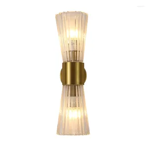 Wandlampen Nordic Glazen Kap Koper Licht 2 Hoofd Badkamerspiegel Slaapkamer Naast Toepassing Lamp Sconce Art Home Verlichting