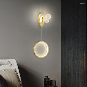 Lampes murales nordique or noir papillon lampe à LED éclairage intérieur pour la maison salon décor chambre chevet suspendu