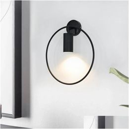 Wandlampen Nordic Gouden Spotlight Creatieve Slaapkamer Bedlampje Eenvoudige Woonkamer Achtergrond Trap Gangpad Licht Luxe Blaker Dro Dhtgs