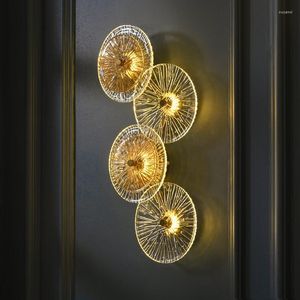 Wandlampen Noordelijke lamp Eenvoudig unieke lichten vorm Lotusblad SCONCE GOUD GOUD LIDE ROOM BEDBADE AISLE ROUND LICHT
