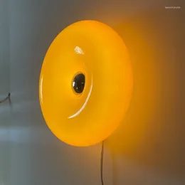 Wandlampen Noordelijke LED -glazen Lichten Oranje Wit Donut Ambiance Lamp Bedide Bodebad Slaapkamer Woonkamer Studie Huis Interieur Decoratie