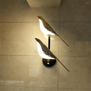 Appliques murales nordique LED doré oiseau lampe salon Bar Table chevet suspendu nouveauté rotatif chambre intérieur W