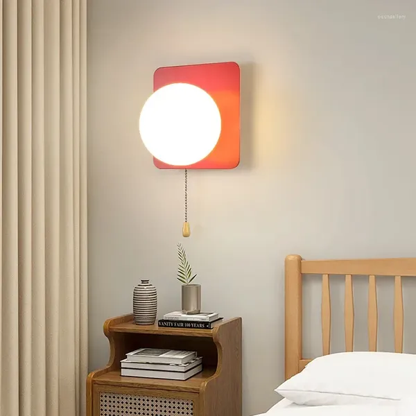 Lampes murales Nordic LED Lampe Verre Globe Coloré Zipper Lumière Pour Chambre Chevet Salon Couloir Étude Salle À Manger Éclairage De Nuit