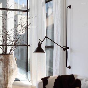 Wandlampen Nordic LED lange paal kan worden verhoogd Verlaagd Links Rechts Swing Eenvoudige moderne woonkamer Slaapkamer Bedlampjes