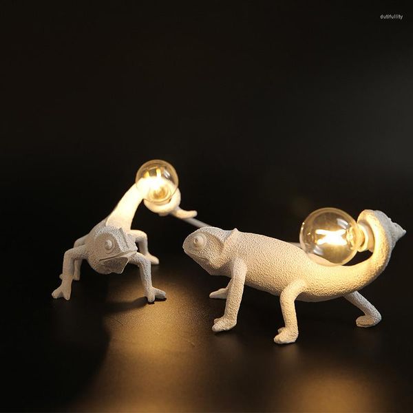 Lampes murales nordique lézard veilleuse moderne mignon LED résine Animal caméléon lampe de table chambre salon maison déco luminaires