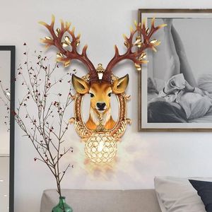 Appliques nordiques luxe antilope cerf cristal lampe décoration intérieure fond térébenthine matériau lumière