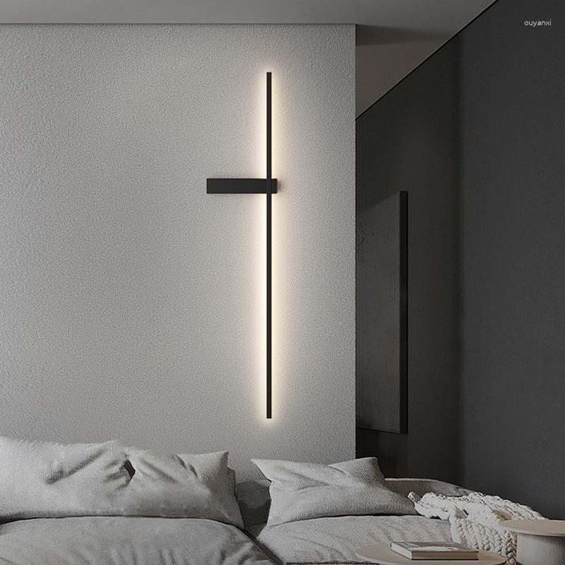 Wandlampen Noodslandse minimalistische lange bedlamp Decoratie Moderne Simple Slaapkamer 2023 Woonkamer TV Achtergrond