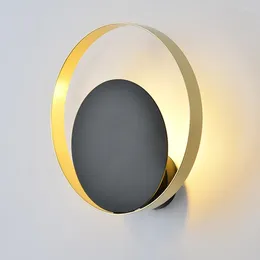 Lampes murales Nordic moderne LED lumière G9 or noir rond créatif salle de bain miroir luminaire escalier allée chambre lampe de chevet