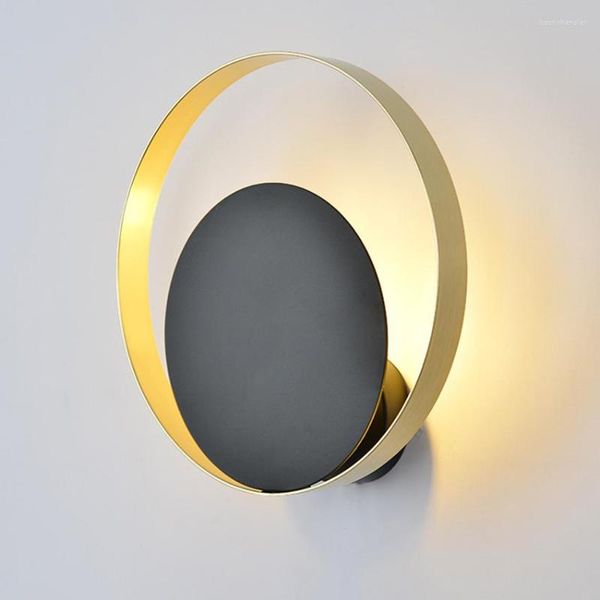 Lámparas de pared Nordic Modern Led Light G9 Gold Black Round Creative Baño Espejo Iluminación Accesorio Escalera Pasillo Dormitorio Lámpara de noche