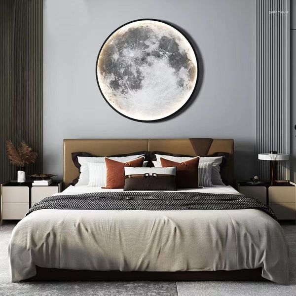 Lampes murales Nordic Moon Plafond Rond LED Lumière Art Décor Éclairage Intérieur Chambre Salon Luminaire Loft Couloir Café L