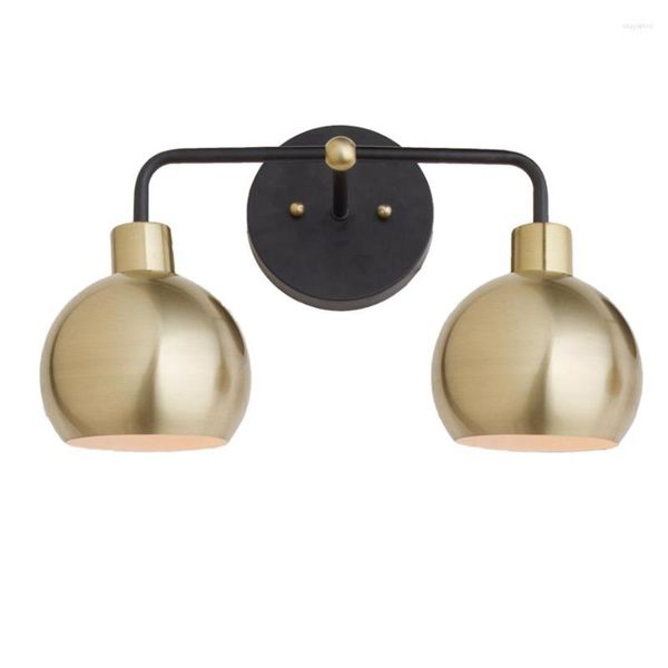 Lámparas de pared, bola de Metal chapada en estilo nórdico, lámpara de noche para sala de estar y dormitorio, candelabros de pasillo de baño antiguos, iluminación