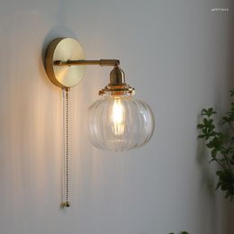 Wandlampen Noordse trekketen SCONCE RETRO SLAAPKAMER Bedmaallamp badkamer spiegel licht trap messing moderne toverstokverlichting