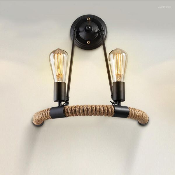 Lámparas De Pared Nordice Lamparas De Techo Colgante Moderna Glass Sconces Rope Wood Mesita De Noche Pasillo Espelho Lampara Lámpara De Pared