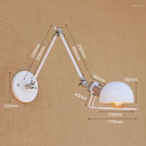 Lampes murales Europe du Nord Moderne Blanc Rétro Ajuster Tête Swing Bras E27 Lampe de Lecture Pour Salle de Travail Chevet Chambre Applique