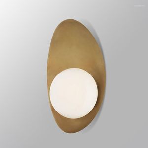 Wandlampen Nouvel SCONCE Moderne ovaal metaal wit glas antieke lamp salon slaapkamer oppervlakte montage gouden loft keukenlicht