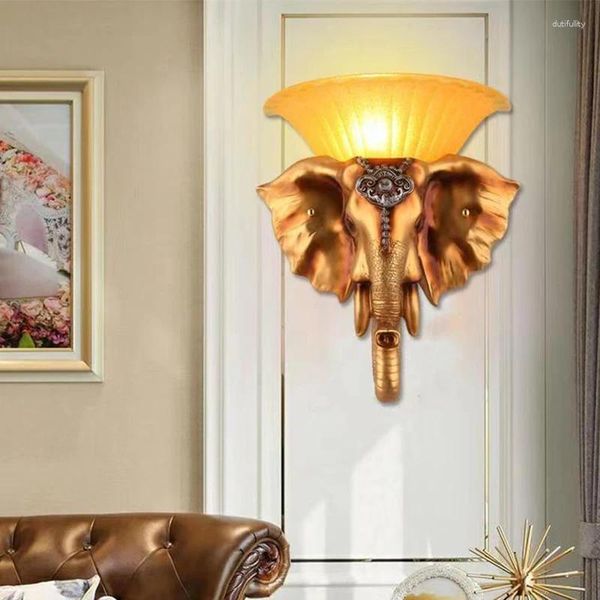 Lámparas de pared OUFULA, lámpara de elefante contemporánea, personalizada y creativa, sala de estar, dormitorio, pasillo, decoración, luz