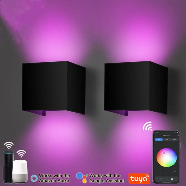 Lámparas de pared Luz exterior 9W 12W arriba y abajo Cubo de 10 cm Cuadrado LED Aluminio Impermeable Iluminación ajustable Aplique de pared cálido APLICACIÓN oscurecimiento colorido interior moderno