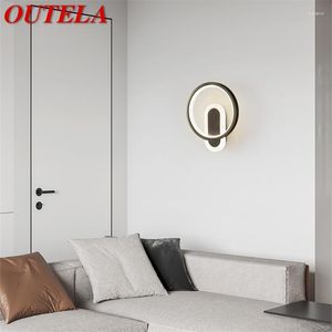 Lámparas de pared OUTELA, candelabro de latón negro moderno, lámpara LED de 3 colores, luz de cobre creativa de lujo junto a la iluminación para la decoración del dormitorio del pasillo