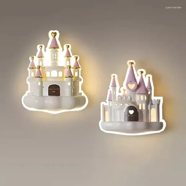 Lampes murales château rose Princesse romantique chambre de chevet moderne rêve créatif de rêve pour enfants