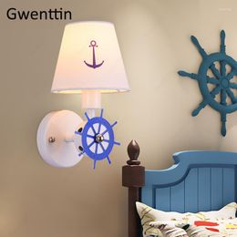 Wandlampen Piratenschip Roer Lamp Mediterraan Licht voor kinderkamer Home Decor Sconces Moderne LED -armaturen Luminaire