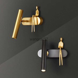 Wandlampen Post Moderne Luxe Led Wall Lampen Copper Little Man 3 Color Light Slaapkamer SCONCES BEDBAADSADER LEES BINNEN WANDELLICHTING HKD230814