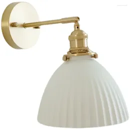 Lampes murales Tirez la chaîne interrupteur luminaires LED Boucs salon Miroir de salle de bain à côté de la lampe en cuivre céramique