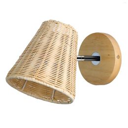 Muurlampen rattan lamp bedmacht aan de Noordse retro moderne minimalistische handgeweven sconce slaapkamer woonkamer huisdecor LED licht verlichting verlichting