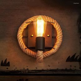 Wandlampen retro loft LED -touwlamp indoor vintage E27 industrieel bed SCONCE Restaurant Aisle eetkamerlichten armatuur