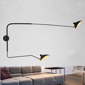 Lampes murales rétro rotatif long pôle nordique industriel aube araignée Serge concepteur individuel lumière LED Vintage pour décor LOFT