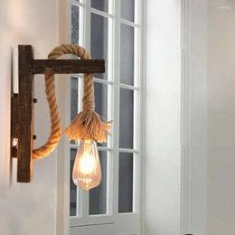 Wandlampen Retro Houten Lamp Industriële Wind Nachtkastje Creatieve Woonkamer Eenvoudige Slaapkamer Trap Kunst Decoratie Achtergrond Luces