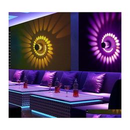Wandlampen RGB Spiraalgat LED Wall Lights Effectlamp met externe controller Colorf voor feestbar Lobby KTV Home Decoratie Drop de Otnl8