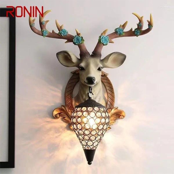 Lampes murales Ronin Antlers de cerfs contemporains lampe personnalisée et créative Chambre de chambre à coucher