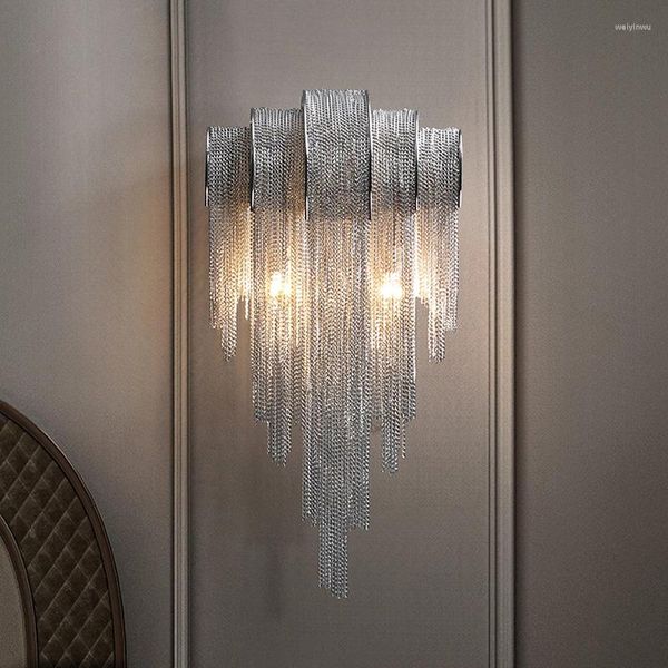 Lámparas de pared para decoración de habitación, candelabro de arte Led, lámpara colgante, poste de luz, cuentas de cristal modernas, personalidad creativa, escalera de Villa americana grande