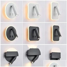 Lámparas de pared Lámpara giratoria 3W 6W 9W 10W Luz LED moderna Decoración del hogar Ángulo ajustable Dormitorio Aplique de noche para entrega de gota Li Dhoq2