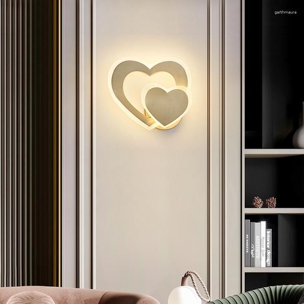 Appliques murales SAROK moderne cuivre forme de coeur monté lumière LED appliques 220V nordique décoratif pour chevet salon