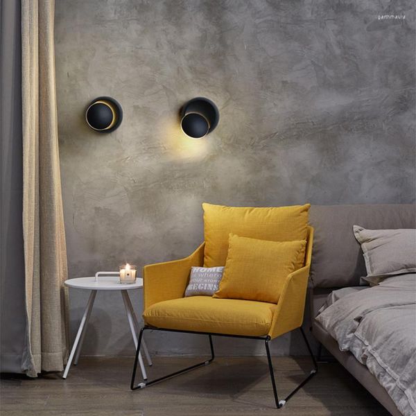 Lámparas de pared Sconce Lámpara LED 360 grados Enchufe redondo giratorio en el punto para escaleras Sala de estar Dormitorio Luz Girar Iluminación