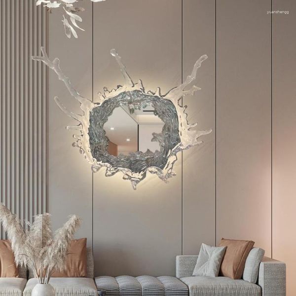 Lámparas de pared, luz de espejo plateada/dorada, diseño creativo, lámpara mágica, cuerpo de resina, LED, decoración del hogar, accesorios de iluminación para baño