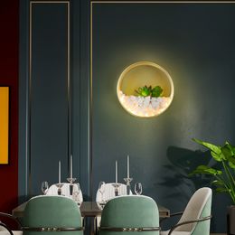Wandlampen Eenvoudige Moderne Slaapkamer Bedlampje Creatieve Woonkamer Gangpad Verlichting Led Plant Decoratie Wandverlichting Binnen 9416 #