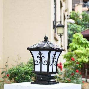 Lampes murales solaire extérieure pilier lampe européenne villa cour porte colonne lumière étanche en aluminium jardin paysage éclairage