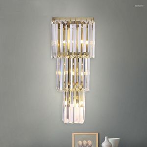 Lampes murales en acier inoxydable Long moderne cristal lumière LED chambre nuit appliques éclairage intérieur salle de bain décor