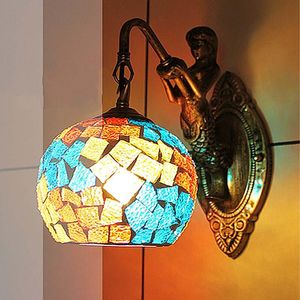 Wandlampen Tiffany LED LAMP Woonkamer Slaapkamer Keuken Corridor Home Decor Vintage Indoor Light E27 Bulb Kleurrijk glas