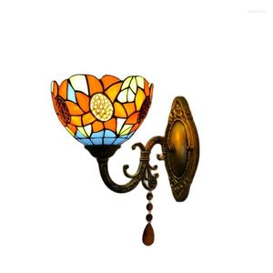 Appliques Tiffany Tournesols Miroir Lampe En Verre Inoxydable Fantaisie Salle De Bains Lit Chambre Allée Escalier Vintage Porche Exotique Applique Lumière D32101