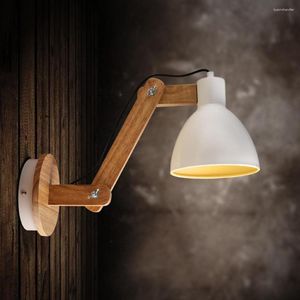 Wandlampen Hoogwaardig hout Handgemaakt Swing Arm Light Blaker LED Lamp Nordic Style Arandela Voor Study/Foyer Home Decoration Lighting