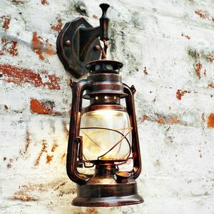 Wandlampen TRANSCTEGO Retro Lamp Vintage Glas Europese Kerosine Naast Licht Voor Bar Coffee Shop Badkamer Home Led Verlichting