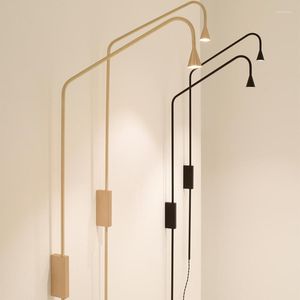 Wandlampen statief vloer lamp Modern rattan zwarte slaapkamer lichten veerlicht