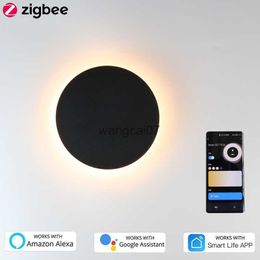 Wandlampen Tuya Zigbee 3.0 Smart Wall Light 11W Dimpelbare WW+CW LED Wall Lamp Werk met Smart Life App Compatibel Alexa Google Home HKD230814