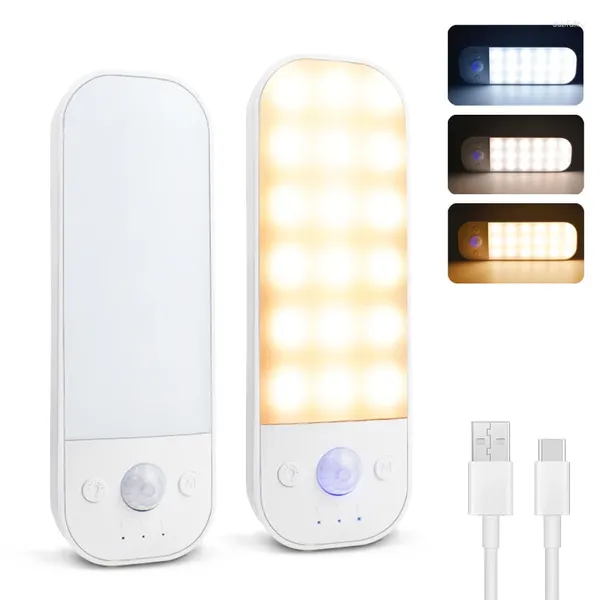 Lámparas de pared Lámpara magnética de inducción de cuerpo humano ultrafina Carga USB Gabinete de vino inteligente Luz nocturna 3 colores LED debajo