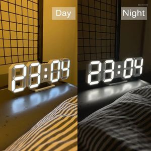 Lampes murales USB LED lumière numérique réveil heure date affichage montre chevet rétro-éclairage veilleuse snooze stand accrocher horloges de table